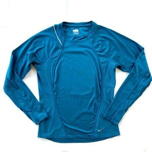 Nike FITDRY Mesh Long Sleeve Athletic Top Teal Blue Women’s Size S 259872-422